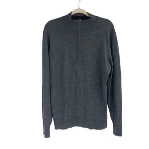SmartWool Mens Dark Gray 1/4 Zip Sweater Size L Wool Blend Pullover Long Sleeve